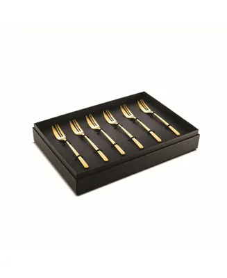 Linea Ice Oro Cake Fork Set, 6 Piece - Gold