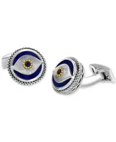 Effy Men's Lapis & Blue Sapphire (1/8 ct. t.w.) Evil Eye Cufflinks in Sterling Silver & 18k Gold