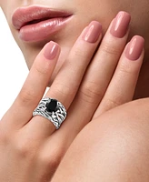 Effy Onyx Openwork Woven Ring in Sterling Silver