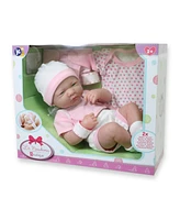 La Newborn Nursery 14" Baby Doll 8 Pcs Pink Gift Set - Soft Tender Face
