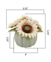 5.75" Artificial Sunflowers in Ceramic Planter