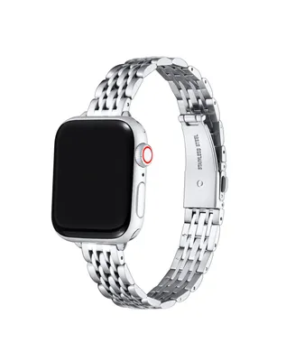 Posh Tech Rainey Skinny Silver-tone Stainless Steel Alloy Link Band for Apple Watch, 38mm-40mm - Silver