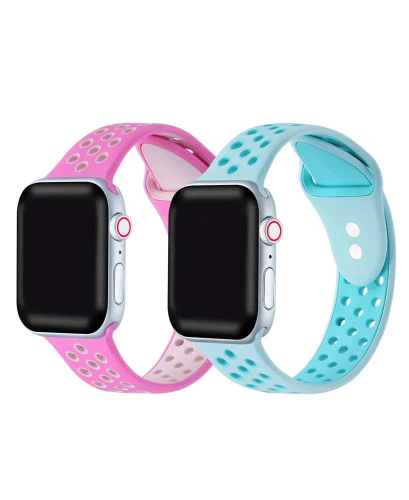 Posh Tech Breathable Sport 2-Pack Mint and Pink Silicone Bands for Apple Watch