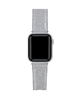 Posh Tech Callie Silver-tone Glitter Genuine Leather Band for Apple Watch, 42mm-44mm