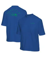 Women's Royal Seattle Seahawks Half-Sleeve Mock Neck T-Shirt