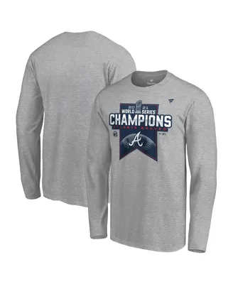 Men's Heathered Gray Atlanta Braves 2021 World Series Champions Locker Room Long Sleeve T-shirt