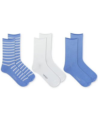 Lauren Women's Super Soft St James Stripe Crew Socks, 3 Pack 34035PK