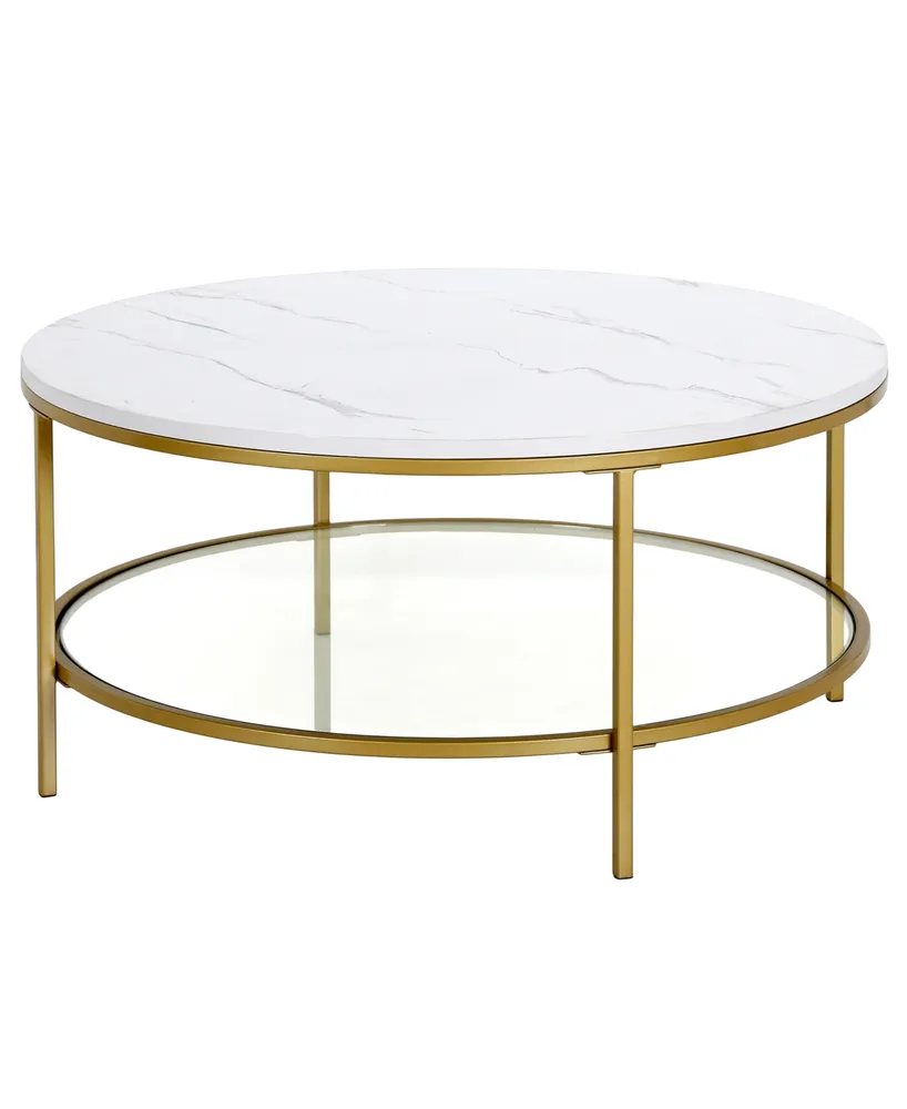 Sivil 36" Round Coffee Table - Gold