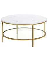 Sivil 36" Round Coffee Table - Gold