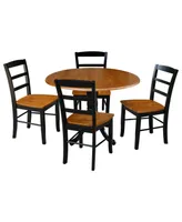 42" Dual Drop Leaf Dining Table with 4 Ladderback Chairs