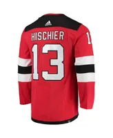 Men's Nico Hischier Red New Jersey Devils Home Captain Patch Authentic Pro Player