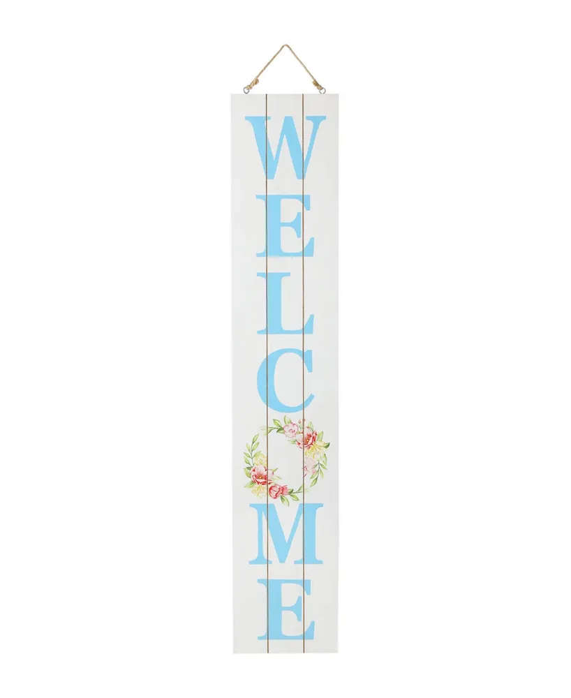 Glitzhome Wooden Double Sided Happy Easter Welcome Porch Sign, 42"