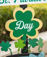 Glitzhome 42" Lighted St. Patrick's Wooden Shamrocks Porch Decor