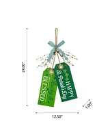Glitzhome 24" St. Patrick's Wooden Doorknob Hanging Decor