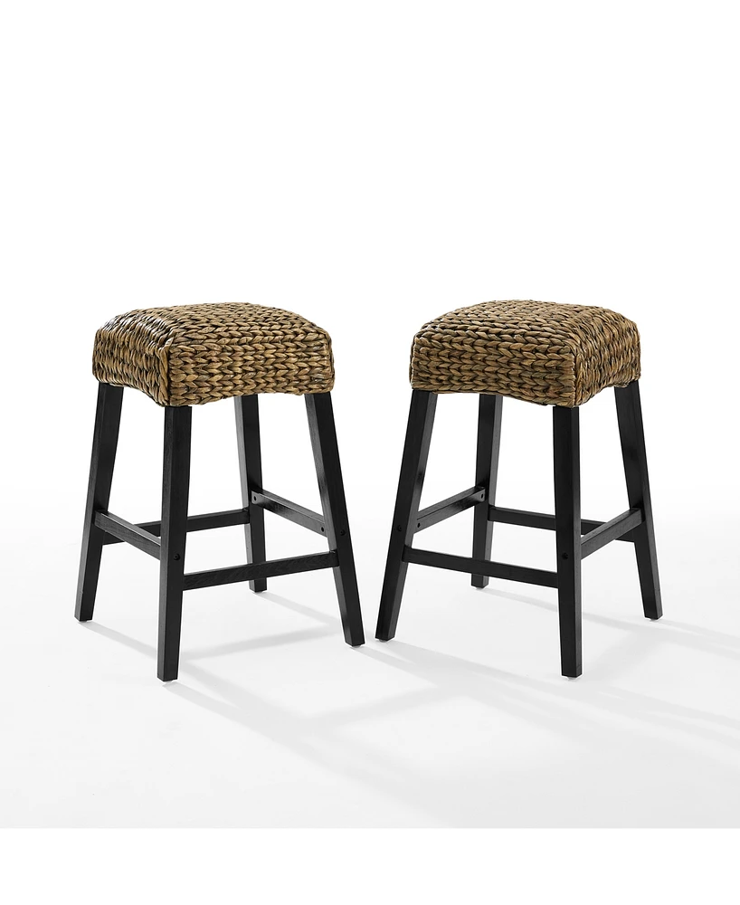 Crosley Edgewater 2-Piece Seagrass Backless Counter Height Bar Stool Set