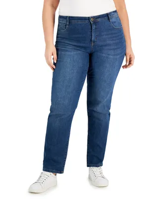 Style & Co Plus Size Mid-Rise Slim-Leg Jeans, Created for Macy's