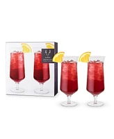 Viski Raye Angled Hurricane Crystal Glasses, Set of 2, 14 Oz