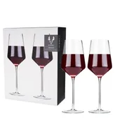 Viski Raye Angled Crystal Bordeaux Wine Glasses, Set of 2, 16 Oz