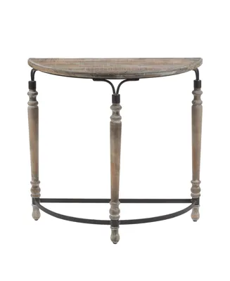 Luxen Home Wood Rustic Half Moon Table