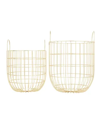 Contemporary Storage Baskets, Set of 2 - Gold