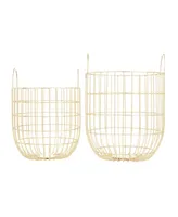 Contemporary Storage Baskets, Set of 2 - Gold