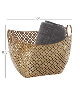 Metal Contemporary Storage Basket, 11" x 17" - Gold
