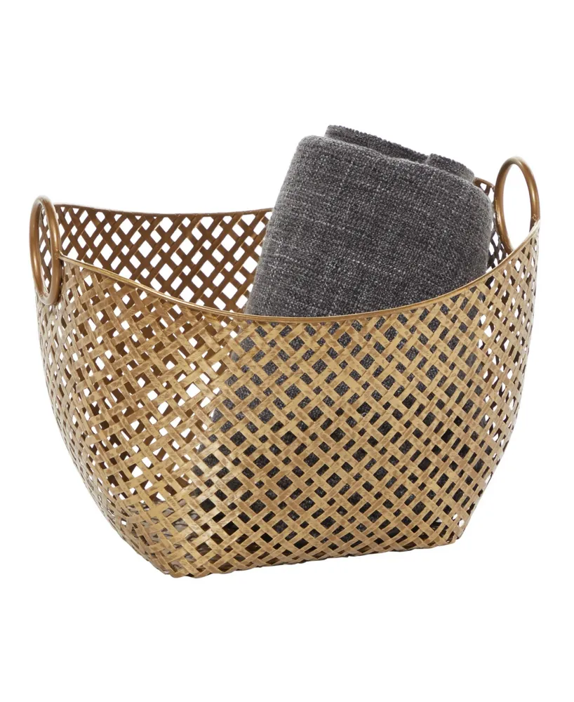 Metal Contemporary Storage Basket, 11" x 17" - Gold