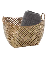 Metal Contemporary Storage Basket, 11" x 17" - Gold