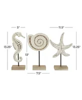 Plastic Coastal Sea Animals Sculpture, Set of 3