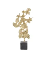 Polyresin Contemporary Gingko Leaf Sculpture, 20" x 10" - Gold