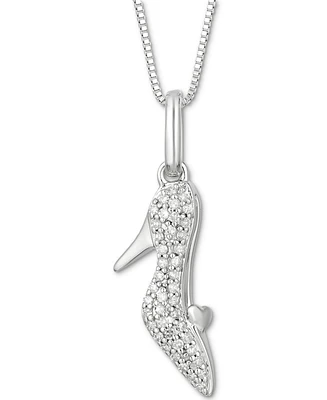 Enchanted Disney Fine Jewelry Diamond Cinderella Slipper Pendant Necklace (1/10 ct. t.w.) in Sterling Silver, 16" + 2" extender