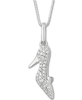 Enchanted Disney Fine Jewelry Diamond Cinderella Slipper Pendant Necklace (1/10 ct. t.w.) in Sterling Silver, 16" + 2" extender