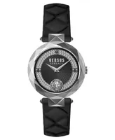 Versus by Versace Women's Covent Garden Black Leather Strap Watch 36mm