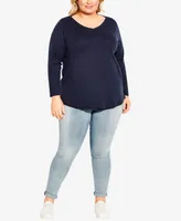 Plus Size V-Neck Essential Long Sleeve T-shirt