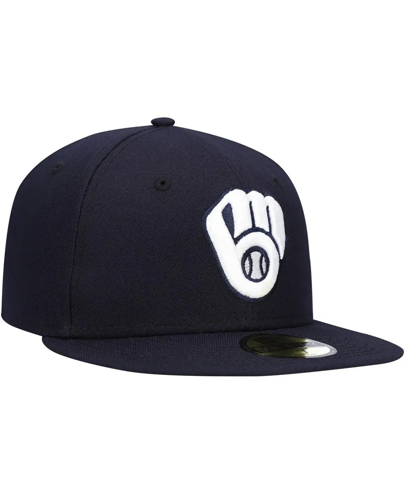 Men's Navy Milwaukee Brewers Logo White 59FIFTY Fitted Hat