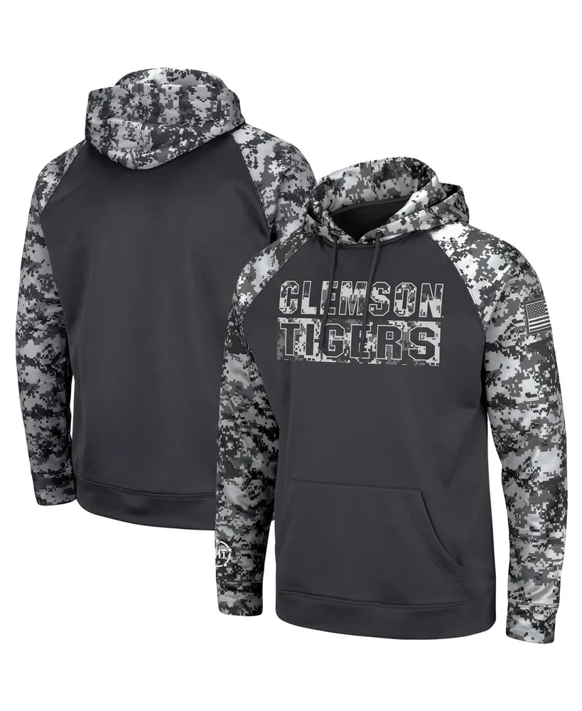 Men's Charcoal Clemson Tigers Oht Military-Inspired Appreciation Digital Camo Pullover Hoodie