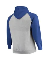 Men's Heathered Gray, Royal Los Angeles Dodgers Big and Tall Raglan Pullover Hoodie