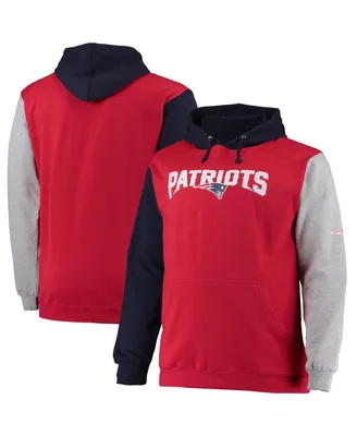 Men's Navy, Red New England Patriots Big and Tall Pullover Hoodie