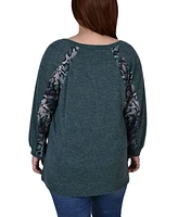 Plus Size Long Sleeve Combo Top