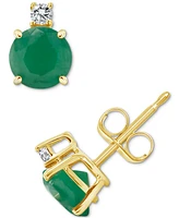 Ruby (1-1/3 ct. t.w.) & Diamond Accent Stud Earrings 14k Gold (Also Emerald Sapphire)