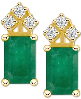 Ruby (1-3/8 ct. t.w.) & Diamond (1/8 Crown Stud Earrings 14k Gold (Also Emerald Tanzanite)