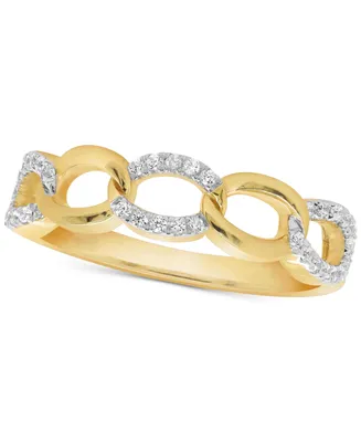 Diamond Link Statement Ring (1/4 ct. t.w.) 14k Gold-Plated Sterling Silver - Gold