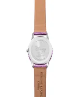 ewatchfactory Girl's Disney Minnie Mouse Purple Leather Strap Watch 32mm