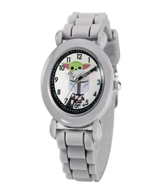 ewatchfactory Boy's Disney Star Wars Child, the Mandalorian, Plastic Gray Silicone Strap Watch 32mm