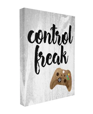 Stupell Industries Control Freak Wood Texture Sign with Video Game Controller Stretched Canvas Wall Art, 16" x 20" - Multi