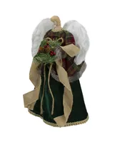 18" Angel in a Dress Unlit Christmas Tree Topper Accented with Holly Berries