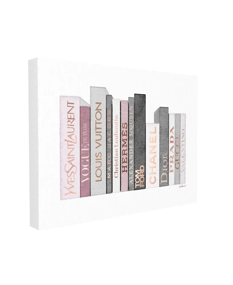 Stupell Industries Fashion Designer Book Stack Pink Gray Watercolor Stretched Canvas Wall Art, 16" x 20" - Multi