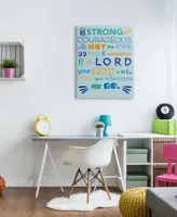 Stupell Industries Be Strong Religious Blue Orange Inspirational Word Design Stretched Canvas Wall Art, 30" x 40" - Multi