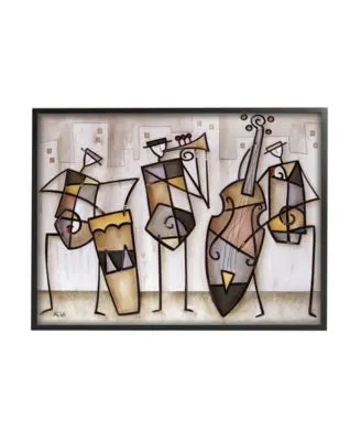 Stupell Industries Musical Trio Abstract Modern Painting Black Framed Giclee Texturized Art Collection By Eric Waugh