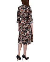 Women's 3/4 Roll Tab Sleeve Shirtdress